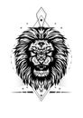 Black and white lion face, vector illustration for t-shirt design Royalty Free Stock Photo