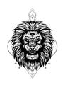 Black and white lion face, vector illustration for t-shirt design Royalty Free Stock Photo