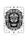 Black and white lion face, vector illustration for t-shirt design Royalty Free Stock Photo