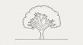 Line art of a stylized tree with a wide, rounded canopy and branches spreading vertically and Royalty Free Stock Photo