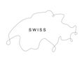 Line art Swiss map. continuous line Switzerland map. vector illustration. single outline Europa state. Royalty Free Stock Photo