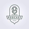 line art talk chit chat podcast logo vector illustration design