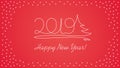 2019 line art text - New Year Card
