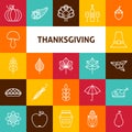 Line Art Thanksgiving Day Holiday Icons Set Royalty Free Stock Photo