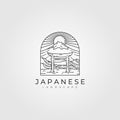 Line art torii gate vector japanese illustration design, torii line art logo design