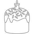 Line art traditional easter cake candle icon