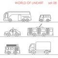 Line art transport aerial road trolley bus graphical lineart set Royalty Free Stock Photo