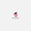 Line art Trolley e commerce education logo Royalty Free Stock Photo