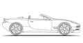 Line art vector cabriolet car design. Vehicle black contour outline sketch illustration isolated on white background