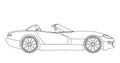 Line art vector cabriolet car design. Vehicle black contour outline sketch illustration isolated on white background