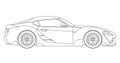 Line art vector car, concept design. Vehicle black contour outline sketch illustration isolated on white background. Royalty Free Stock Photo