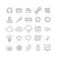 Line art vector flat graphical set of mobile interface app icons