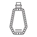 Line art vector icon a antique glass bottle with cork stopper for apps or websites