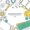 Line art.Vector illustration. Engineering and architecture. Drawing, construction. Architectural project. Design Royalty Free Stock Photo