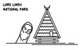 Line art vector megalithic statues and traditional houses in lore lindu national park