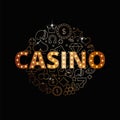 Line art vector set of Casino icons, symbols and items. Premium casino banner design. Royalty Free Stock Photo