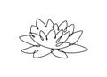 Line art water lily. Minimal lotus. Beautiful floral logo. Simple design Royalty Free Stock Photo