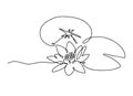 Line art water lily. Minimal lotus with leaf. Simple floral logo Royalty Free Stock Photo