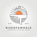 line art whale logo vector illustration design graphic, rise of whale icon Royalty Free Stock Photo