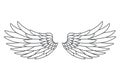 Line art white bird angel fly wings design isolated vector illustration Royalty Free Stock Photo