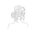 Line art woman bridal hairstyle, continuous line hand drawing of minimalistic profile, vector illustration for feminine art design