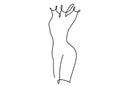 Line art woman silhouette vector background. Female figure pose in modern simple linear style. Girl body posture design