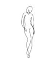 Line art woman silhouette vector background. Female figure pose in modern simple linear style. Girl body posture design