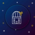 Line Astronomical observatory icon isolated on blue background. Colorful outline concept. Vector