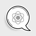 Line Atom icon isolated on grey background. Symbol of science, education, nuclear physics, scientific research Royalty Free Stock Photo