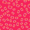 Line Baby absorbent diaper icon isolated seamless pattern on red background. Vector Royalty Free Stock Photo