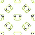 Line Baby absorbent diaper icon isolated seamless pattern on white background. Vector Royalty Free Stock Photo