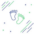 Line Baby footprints icon isolated on white background. Baby feet sign. Colorful outline concept. Vector Royalty Free Stock Photo