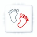 Line Baby footprints icon isolated on white background. Baby feet sign. Colorful outline concept. Vector Royalty Free Stock Photo