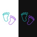 Line Baby footprints icon isolated on white and black background. Baby feet sign. Colorful outline concept. Vector Royalty Free Stock Photo
