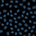 Line Backpack icon isolated seamless pattern on black background. Vector