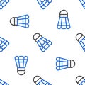 Line Badminton shuttlecock icon isolated seamless pattern on white background. Sport equipment. Colorful outline concept Royalty Free Stock Photo