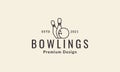 Line ball bowling with pin bowling logo vector symbol icon design illustration