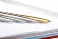 Line of ball-point pens lays Royalty Free Stock Photo
