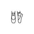 Line ballet shoes icon on white background Royalty Free Stock Photo