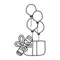 Line balloons with present gift birthday party