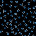 Line Bare tree icon isolated seamless pattern on black background. Vector