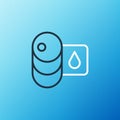Line Barrel oil icon isolated on blue background. Colorful outline concept. Vector