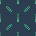 Line Baseball bat icon isolated seamless pattern on blue background. Sport equipment. Vector Royalty Free Stock Photo