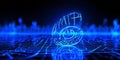 Line-based visualization glowing music note