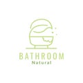 Line bathtub with leaf logo design vector graphic symbol icon illustration creative idea Royalty Free Stock Photo