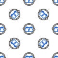 Line Battery with recycle symbol line icon isolated seamless pattern on white background. Battery with recycling symbol Royalty Free Stock Photo