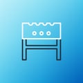 Line BBQ brazier icon isolated on blue background. Colorful outline concept. Vector