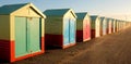 A line of beach huts on Brighton promenade Royalty Free Stock Photo