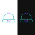 Line Beanie hat icon isolated on white and black background. Colorful outline concept. Vector