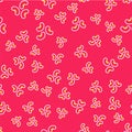 Line Beans icon isolated seamless pattern on red background. Vector